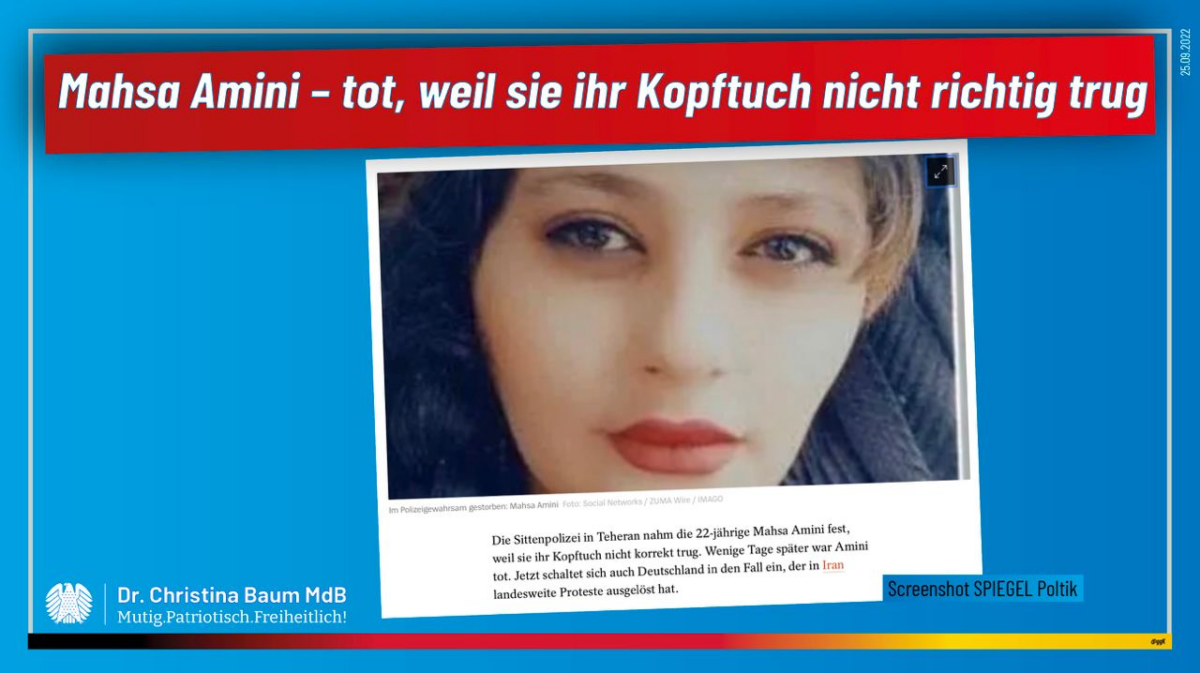 Mahsa Amini – tot, weil sie ihr Kopftuch nicht richtig trug