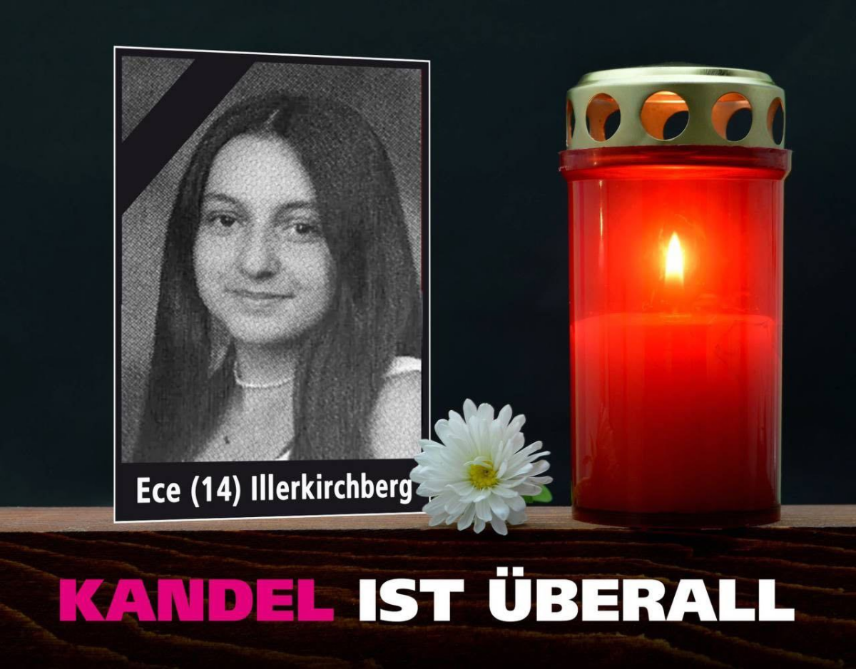 Gedenken an die getötete Ece S. am 10.12.2022 in Illerkirchberg