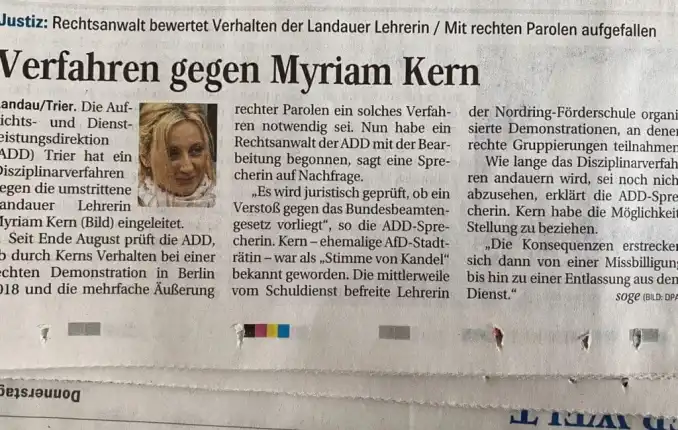 Myriam Kern – Wegen bürgerrechtlichen Engagements von der Schule suspendiert